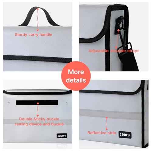 Fireproof Document Bag ? Waterproof Fireproof Document Box-Style Storage for Documents and Cash | Fireproof Document Organizer for Home & Office | Safe for Travel Fireproof Bag (2 pack(white))