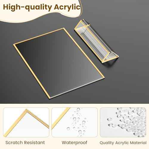 Gold Frames 8X10 Acrylic Sign Holder Double-Sided Picture Frames for Menu, Wedding Table Number, Christmas Photos With Removable Round Stickers - 6 Pack