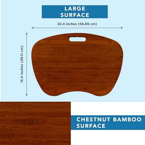 LAPGEAR Extra Large Bamboo Lap Desk - Chestnut - Fits up to 17.3 Inch Laptops - Style No. 91692
