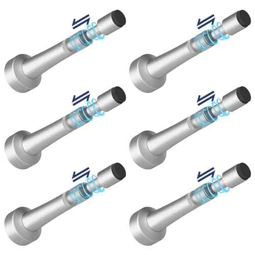 6Pcs Adjustable Door Stopper, 3.07-4.45in Aluminum Door Stoppers for Bottom of Door, Silver Door Stops for Wall with Silicone Tip, Screw & Adhesive Installation