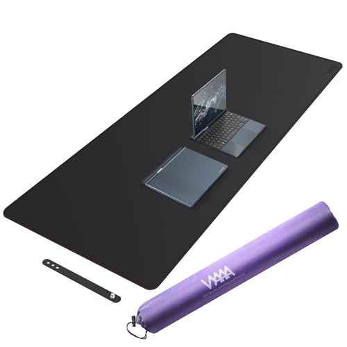 Vyaaa Leather Desk Mat, 63" x 23.6" Leather Desk Pad Protector, Waterproof Extra Large Desk Mat, Large Mouse Pad, Desk Mats on top of Desks for Home or Office (Black)