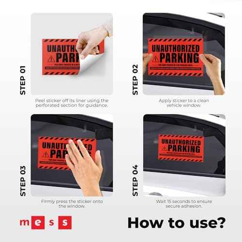 100 MESS Parking Violation Stickers - Hard to Remove - No/Unauthorized Parking Warning Stickers - Super Sticky - 8x5 in (Red, 100)