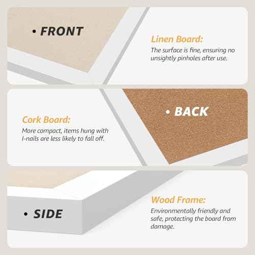 MaxGear 2 Pack Double-Sided Cork & Linen Board for Wall, 23" x 17" Large Bulletin Boards with White Wood Frame, PinBoards for Girls Room, Office, Bedroom, Kids Room, Classroom