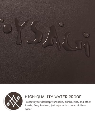 YSAGi Dark Brown Non-Slip Leather Desk Pad 31.5x15.7 inch Waterproof Mouse & Keyboard Mat