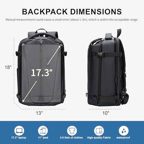Travel Backpack for Men and Women, Flight-Approved Carry-On Backpack with Laptop Compartment; Large-Capacity Personal Item for Business, Work, School, or Weekend Trips (Black).