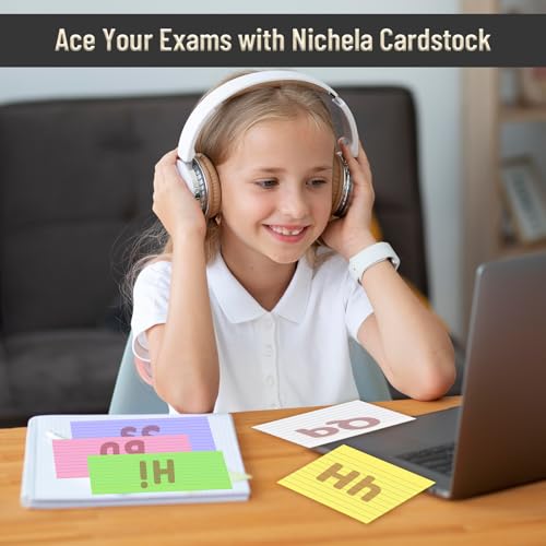 Nichela 3x5 Inch Multi-Color 300 Count Ruled Index Cards for Study Office and Home