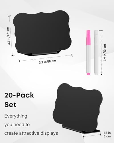 Uniclife Matte PVC Waved Mini Chalkboard Signs - 20 Pack for Party & Buffet Labels