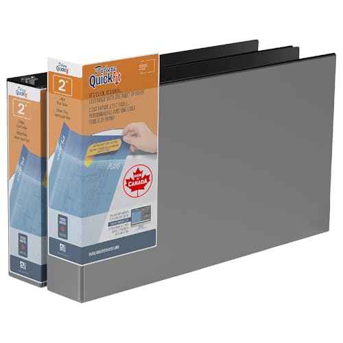 QuickFit Heavy Duty 11 x 17 Inch Spreadsheet View Binder, D Ring, Black, 2 Pack, 2 Inch