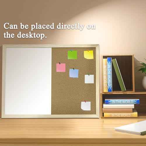 GDMINLO 16.5 x12.6 Inches Dry Erase Cork Bulletin Combination Board, Notice Memo Wall Mounted Vision for Home, School and Office(Pins, Eye Bolts, gaskets, Screws)