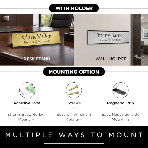 My Sign Center 2x8 Inch Personalized Office Name Plate - Custom Desk & Door Sign, Laser Engraved, 18 Colors