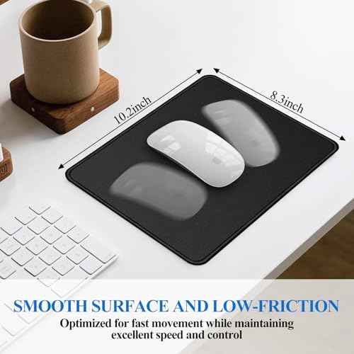Mouse Pads, 3 PCS, Black Standard Mouse Pads, Office and Gaming,Stitched Edges, Rubber Anti Slip Base Mouse pad, Dirt Resistant, Durable, Square, 10.2 inches x 8.3 inches x 0.12 inches