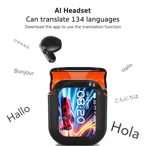 NE20 Earbuds, NE20 Translation Earbud, 6 Translation Modes, LCD Touch Screen, 60H Playtime, HiFi Sound, 135 Languages AI Translation Earbuds Real Time for Travel, Business (Black)