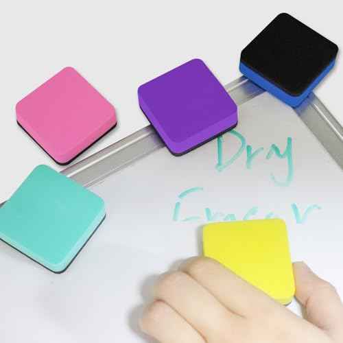 24 Pack Square Magnetic Whiteboard Erasers, Mini Dry Erase Board Erasers for Kids and Students, 8 Color