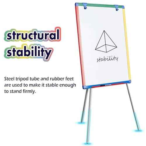 Dry Erase Board White Board for Kids 24x18 inch Art Easel for Kids Magnetic Tripod Whiteboard Art Easel and Flipchart Board with a Height-Adjustable Stand Perfect for Kid
