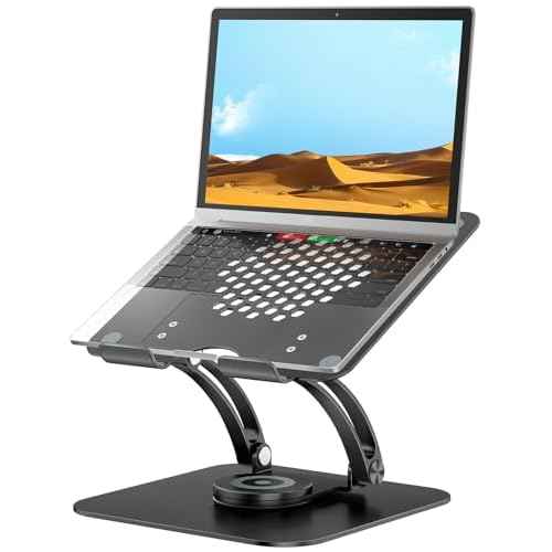 tounee Swivel Laptop Stand for Desk, Adjustable Computer Stand Holder with 360¡Æ Rotating Base, Ergonomic Laptop Riser Compatible with Air, Pro, All Laptop 10-16"-Black