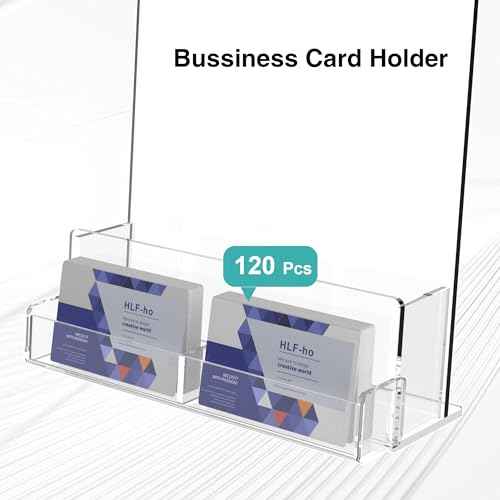 Brochure Holder 8.5x11 Inch Acrylic Literature Holders Clear Flyer Display Stand with Business Card Slot Pamphlet Holder Multi Purpose Organizer for Office, Lobby, Hotels, Trade Shows, 4 Pack