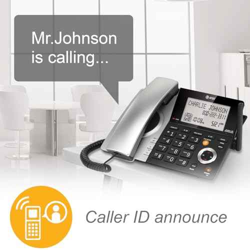 AT&T CL84307 Dect 6.0 Expandable Corded/Cordless Phone with Smart Call Blocker, Silver/Black with 3 Handsets