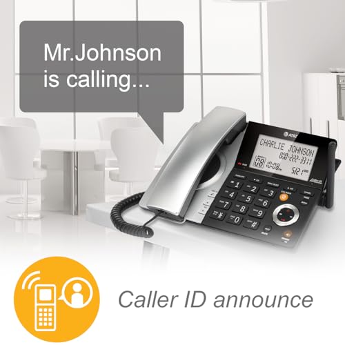 AT&T CL84307 Expandable Corded/Cordless Phone with 3 Handsets, Smart Call Blocker
