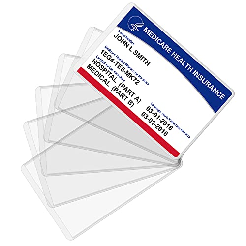 Fabmaker 6 Pack Medicare & Card Protectors Waterproof PVC Card Sleeves