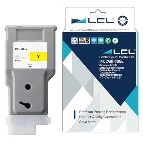 LCL PFI-207 Yellow 300-ml Ink Cartridge Replacement for Canon PFI-207 PFI-207Y PFI207Y for Canon ImagePROGRAF iPF680 iPF685 iPF780 iPF785 Printer (1-Pack)