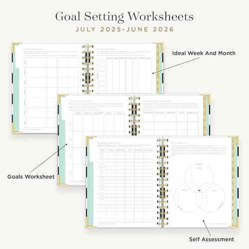Day Designer 2025-26 Mini Daily Planner, July 2025 - June 2026, 6x8.125 Page Size, Glossy Laminated Cover (Black Stripe)