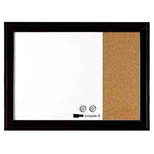 Quartet Combination Magnetic Whiteboard & Corkboard, 17" x 23", Combo White Board & Cork Board, Home D?cor, Black Frame (79283)
