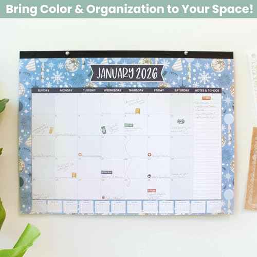 bloom daily planners 2026 Desk Calendar - January to December Large Wall Calendar - 21¡± x 16¡± Desktop & Hanging Monthly Planner with Stickers for Home or Office - Holiday Icons
