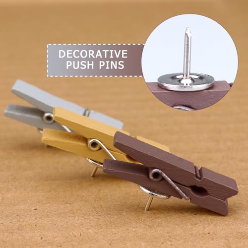 50 Pcs Wooden Clips Push Pins Tacks for Cork Board Artwork Morandi – JOANCÉE