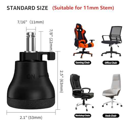 RCHYFEED 10 Pcs Bell Glides Replacement Office Chair Wheels- Chair Desk Swivel Caster Wheels to Fixed Stationary Castors for Hardwood Floors,Switch Between Wheel Glide and Stopper,On/Off Setting