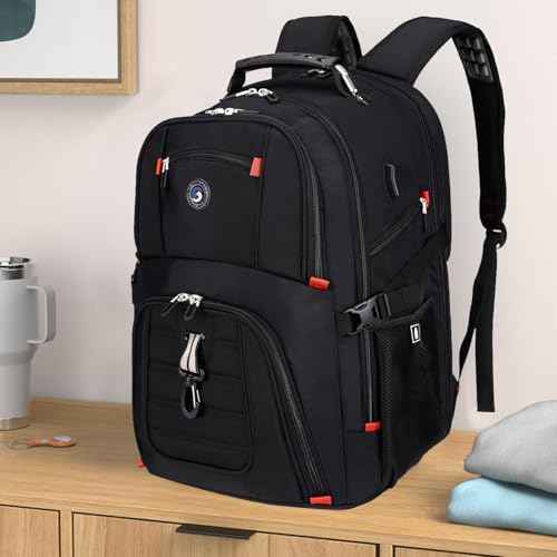 SHRRADOO Extra Large 50L Travel Laptop Backpack with USB Charging Port, College High School Backpack Airline Approved Business Work Bag Fits 17 Inch Computer for Men Women