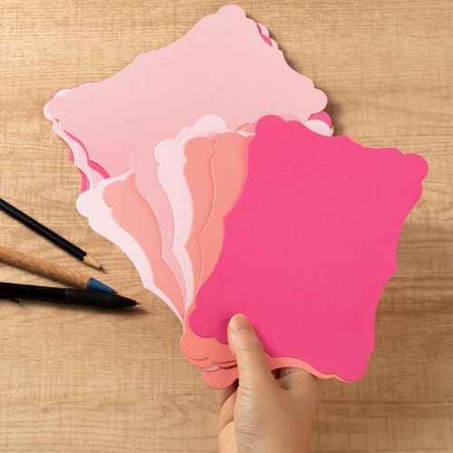 50 Pack Blank Kraft Cards Cardstock Thick Paper Brown Greeting Cards for DIY Gift Card Menus, Baby Shower and Wedding Invitations (Pink, 5 Colors, 5x7IN)