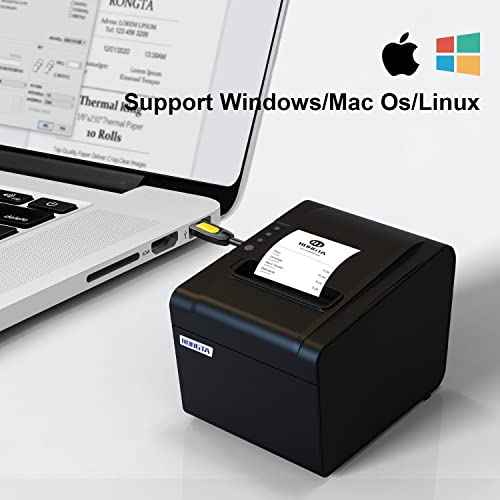 Rongta POS Printer, 80mm USB Thermal Receipt Printer, Restaurant Kitchen Printer with Auto Cutter Support Cash Drawer,USB Serial Ethernet Interface for Windows/Mac/Linux,Do Not Square (RP326)