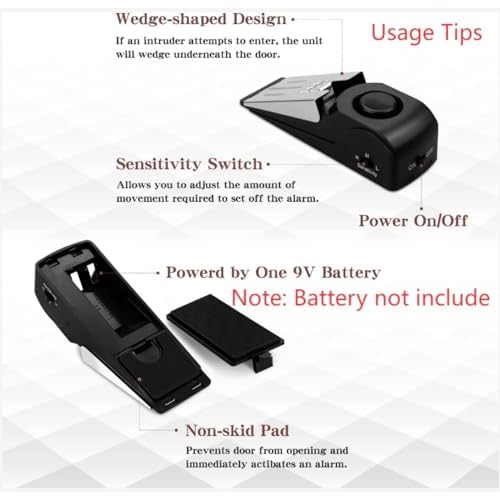 EMDMAK Door Stop Alarm with 120DB Siren Door Stop for Home & Travel (Black) (Pack of 2)