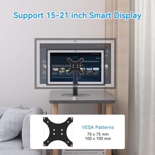 Almoz Sturdy Stand Compatible with Echo Show 21, Show 15 (All Generations) with Adjustable Tilt, 4 Height Levels, Flexible Viewing and Solid Support for Show 15 2nd Gen (Basic-Black)