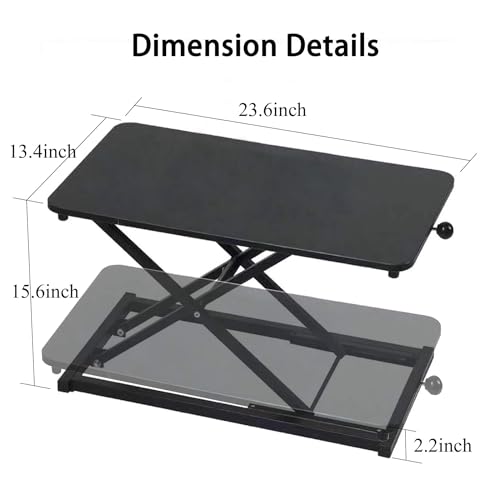 Raathionty Black Height Adjustable Standing Desk Converter 23.6 Inch