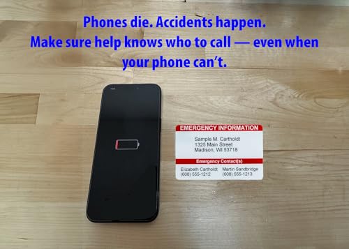 Custom Emergency Contact Wallet Card with Medical Info & Key Tag