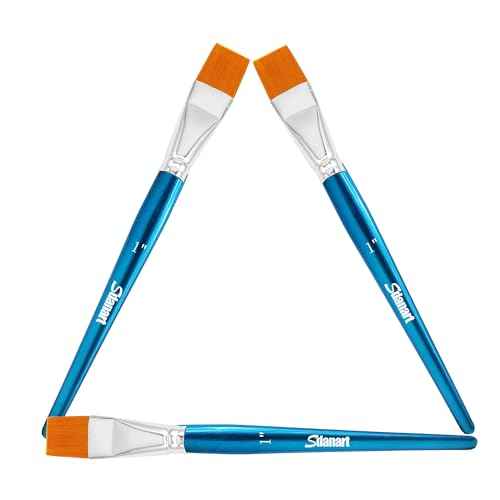 1 inch Flat Paint Brushes for Acrylic Painting£¬3 PCS Large Acrylic Paint Brush Bulk£¬Fabric Paintbrushes Craft Brush£¬Artists Paintbrush for Watercolor Oil Rock Face Body Art Canvas (3)