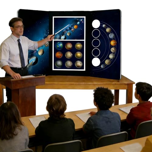 Foldable 3-Panel Tabletop Display Board with Carrying Bag, 72 x 20 inches, Black Fabric, No Plastic Edging