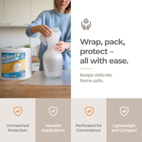 Sagler 1 Pack 12-Inch Bubble Cushioning Wrap for Packing & Moving