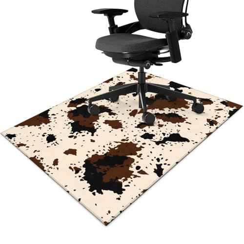 Office Chair Mat for Hardwood & Tile Floor 48"x60",Cow Print Computer Chair Mat for Rolling Chairs Carpet,Southwest Western Faux Cowhide Under Desk Non Slip Gaming Rug Rubber Backing Protector Mat