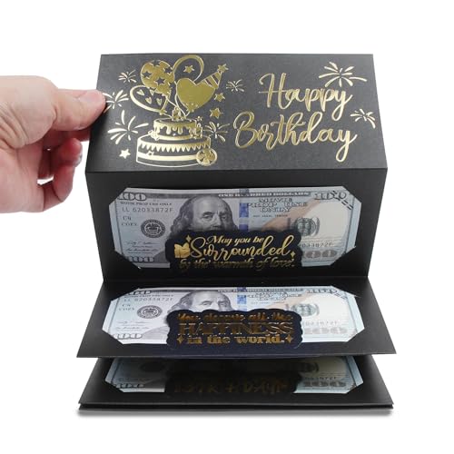Black Birthday Money Envelope for Cash Gifts - Surprise Gift Card Holder