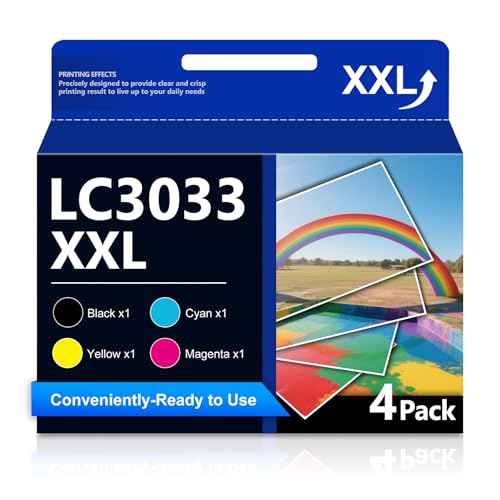 LC3033XXL Ink Cartridges Super High Yield Compatible with MFC-J995DW MFC-J805DW MFC-J815DW J995DWXL J805DWXL J815DWXL Printer Replacement for Brother LC3033 XXL LC3033 Ink Cartridge (4 Pack)
