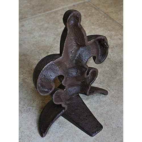 Lulu Decor, Cast Iron Fleur De Lis Door Stop, 2 Lbs, Antique Brown Door Stopper (Set of 2)