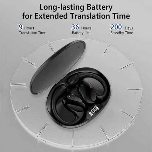 Translator Earbuds in Real Time,144 Languages Bluetooth Translator Device(Contains 70 Accents) and 8 Offline Language Translation,Two-Way Translator Earphones for Business Travel Learning