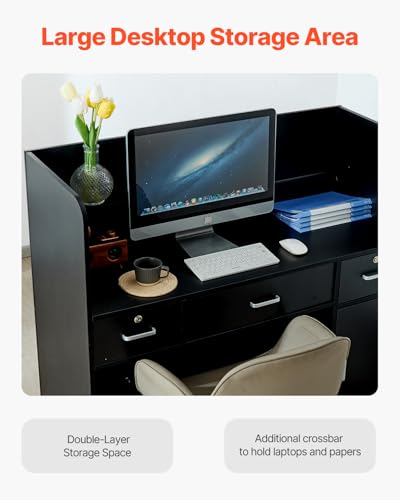 VEVOR Reception Desk 47 Inch Front Counter Table - Black