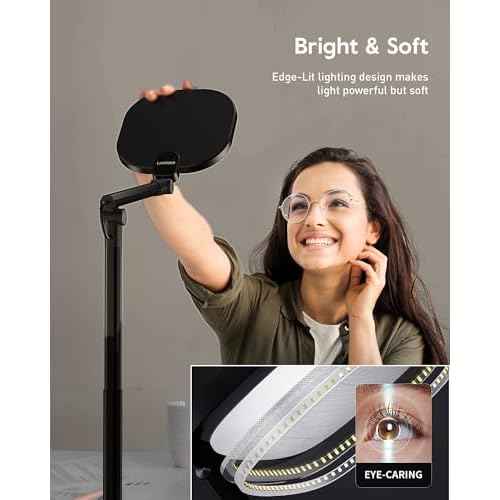 Led Desk Lamps for Home Office with Base, Tall Desk Lamp with 50 Light Modes & Memory and Timer Func Computer Light, Flexible Adjustable Table Lamps for Video Conference, Architect or Study( Black)
