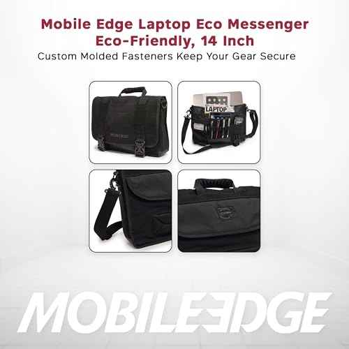 Mobile Edge ECO-Friendly Laptop Messenger Bag for Men and Women, for 14.1" PC and Compatible with MacBook 15", Cotton Canvas, Black