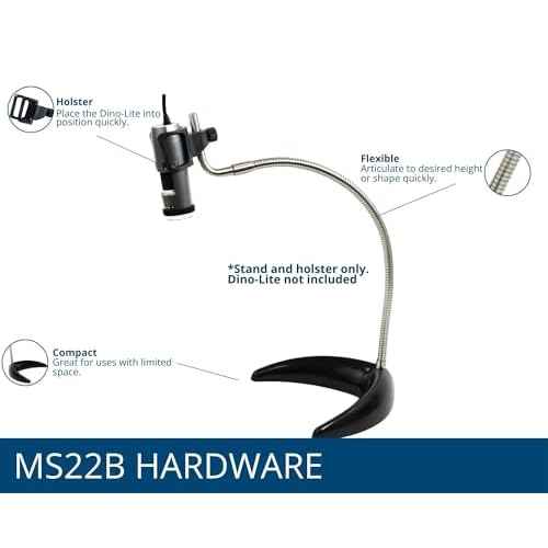 Dunwell Tech, Inc MS22B Flex-arm Desktop Stand (Black), ~16 Inch Height - Designed for Dino-Lite AM2111, AM3111, AF3113, WF3113, and Casual Use