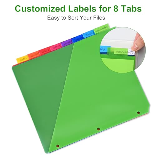 XRUNMIX 2 Packs 8-Tab Binder Dividers with Pockets for 3-Ring Binders, Multicolor, US Letter Size, 0.5''-3''