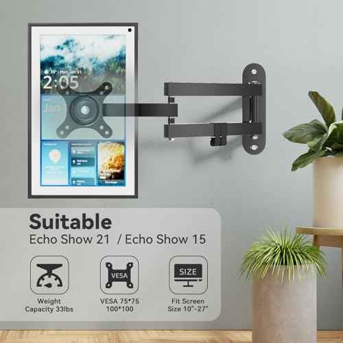 Wall Mount for Alexa Echo Show 15-15.6" 21 inch Echo Show 21 Frame Holder Screen Calendar Devices on Wall Bracket Swivel and Tilt for Home Kitchen